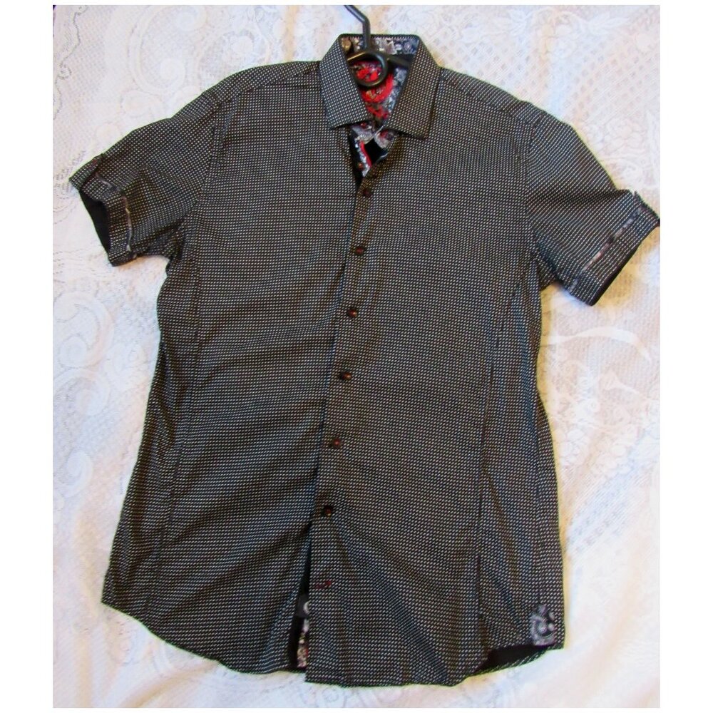 Au Noir Abstract Print Button Down Shirt Short  Sleeve Men's Size 3(M)